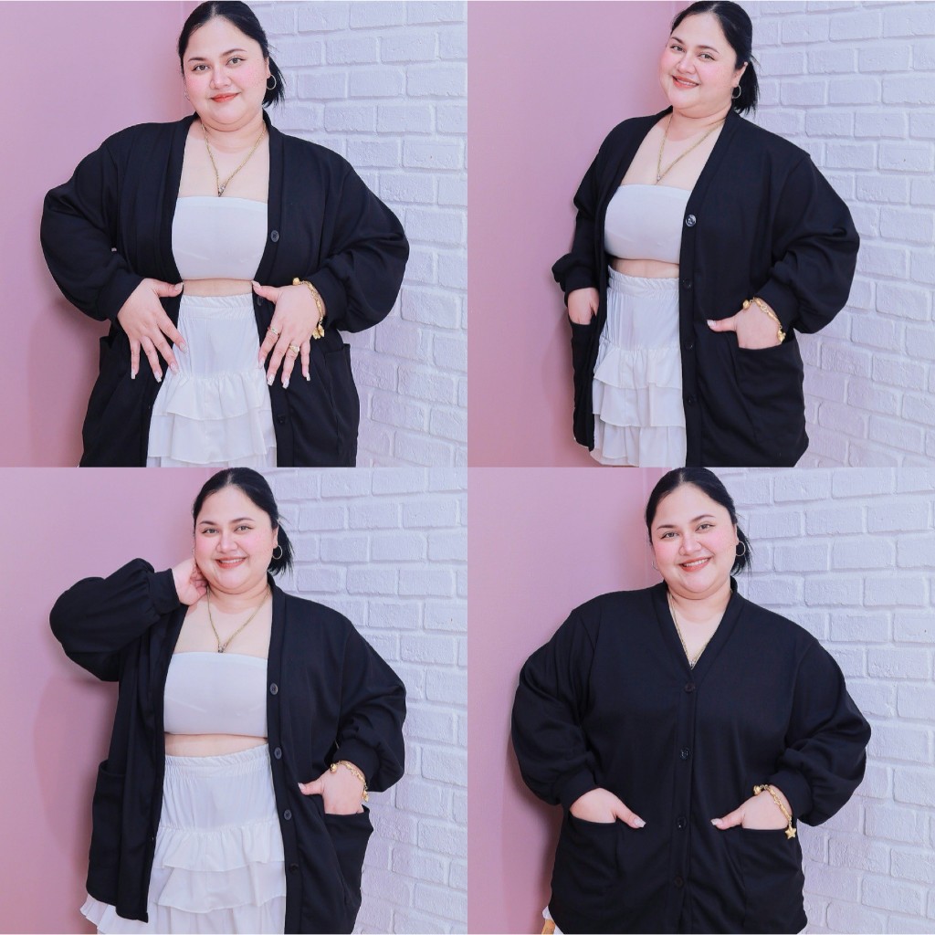 [ ส่งฟรี 🔥 ] A318 เสื้อคลุมคาดิแกน เสื้อคลุมไซส์ใหญ่ เสื้อคลุมสาวอวบ  คาดิแกนไซส์ใหญ่ คาดิแกน ( อก 40-56")