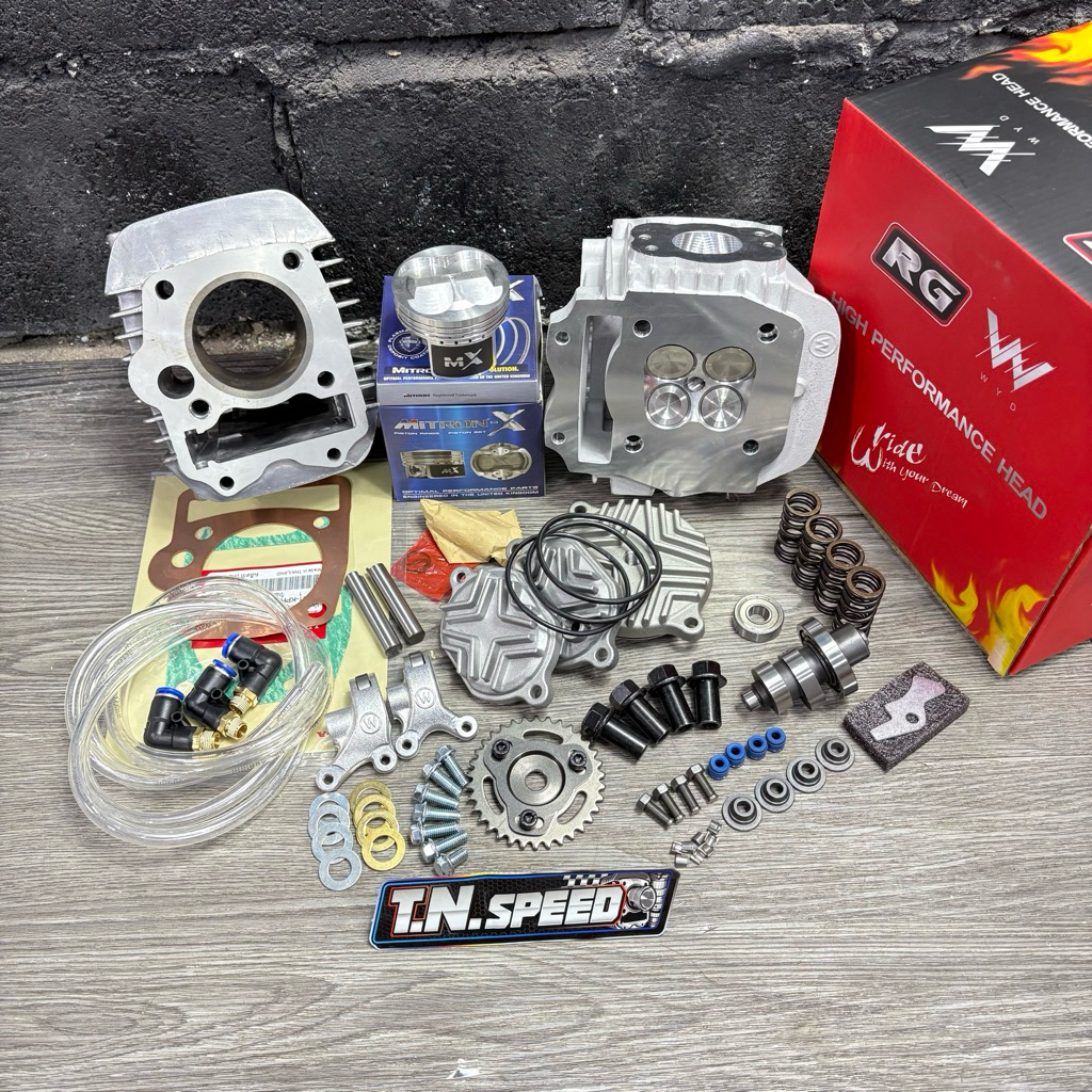ชุดเสื้อฝา RG 4วาล์ว พร้อมลูกสูบ Mitron ครบชุด ขนาดลูก 56-67 ใส่เวฟ125คาบู/เวฟ125i บังลม