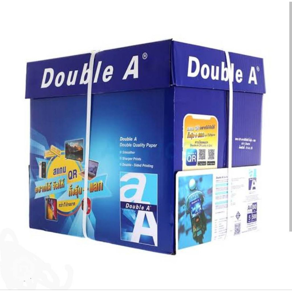 Double A กระดาษถ่ายเอกสาร A4 80/90 gsm 500 แผ่น จําหน่าย 5 รีม 3 ลังส่งฟรี