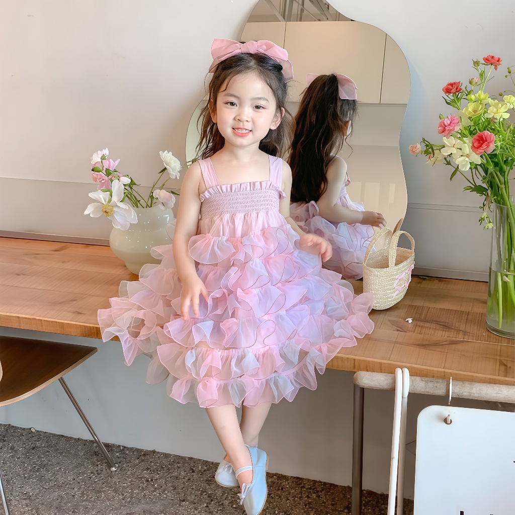 PRINCESS KESLI ชุดเดรส กระโปรงชั้นๆ สไตล์เจ้าหญิง สําหรับเด็กผู้หญิง ชุดเจ้าหญิงเด็กผู้หญิงเค้กเด็ก 1-12 ปี