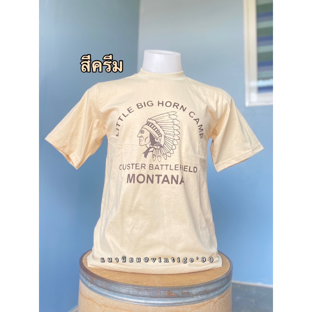 เสื้อยืดวินเทจคอฟิตฮิตในวัยรุ่น/montana