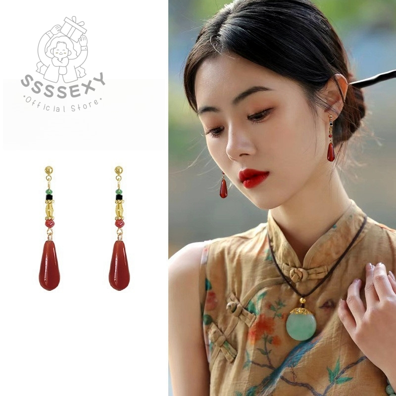 SSSEXY ต่างหูจีนวินเทจคลาสสิก ต้องมีสำหรับเจ้าสาว B044