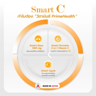 Prime Health Smart C Vitamin C 500mg วิตามินซี 60 แคปซูล เสริมภูมิคุ้มกัน ออกฤทธิ์ต่อเนื่อง