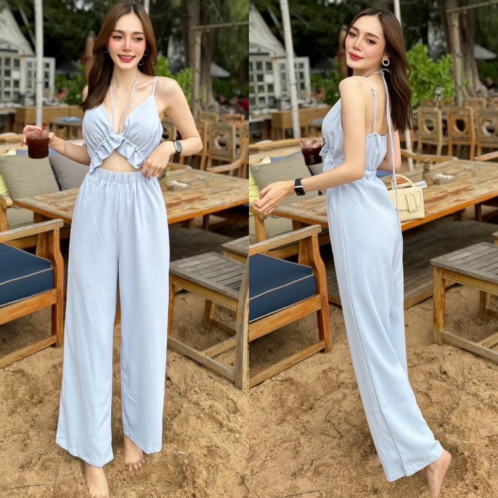 พร้อมส่ง SML⚡️AR 7696 จั้มสูทขายาวแซ่บสไตล์ลูกคุณ สีจริงสวยมาก