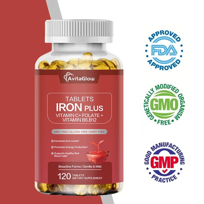 AvitaGlow 68mg ฟีรอนไคซ์ + วิตามินC 250mg + กรดฟอลิก อาหารเสริมเหล็กเสริมพลังงาน ดูดซึมดี