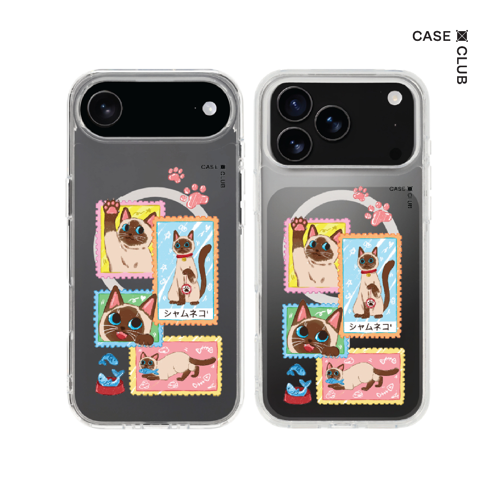 CaseClub เคสไอโฟน ซัมซุง เคสแม่เหล็ก ลาย Siamese Cat Stamp สำหรับ i17 Pro Max/i17 Pro/i17 Air