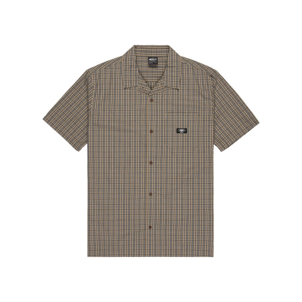 QUIKSILVER เสื้อเชิ้ตแขนสั้นผู้ชาย Mens Liquid Metal Short Sleeve Shirt-Brown 253 EQYWT04663-TMP1