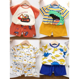 เสื้อผ้าเด็ก ชุดเซทเด็ก 2 ชิ้น เสื้อผ้าแฟชั่นหน้าร้อนเด็ก เสื้อแขนสั้น+กางเกงขาสั้น Size 80-110 cm