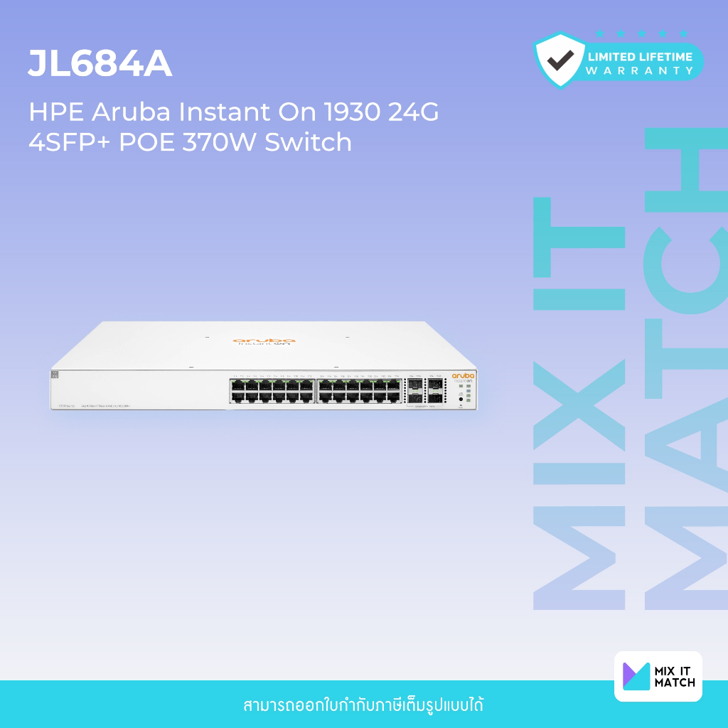 Aruba Instant On 1930 Switch 24G (JL684A) 24 Port POE 370W + 4 Port SFP