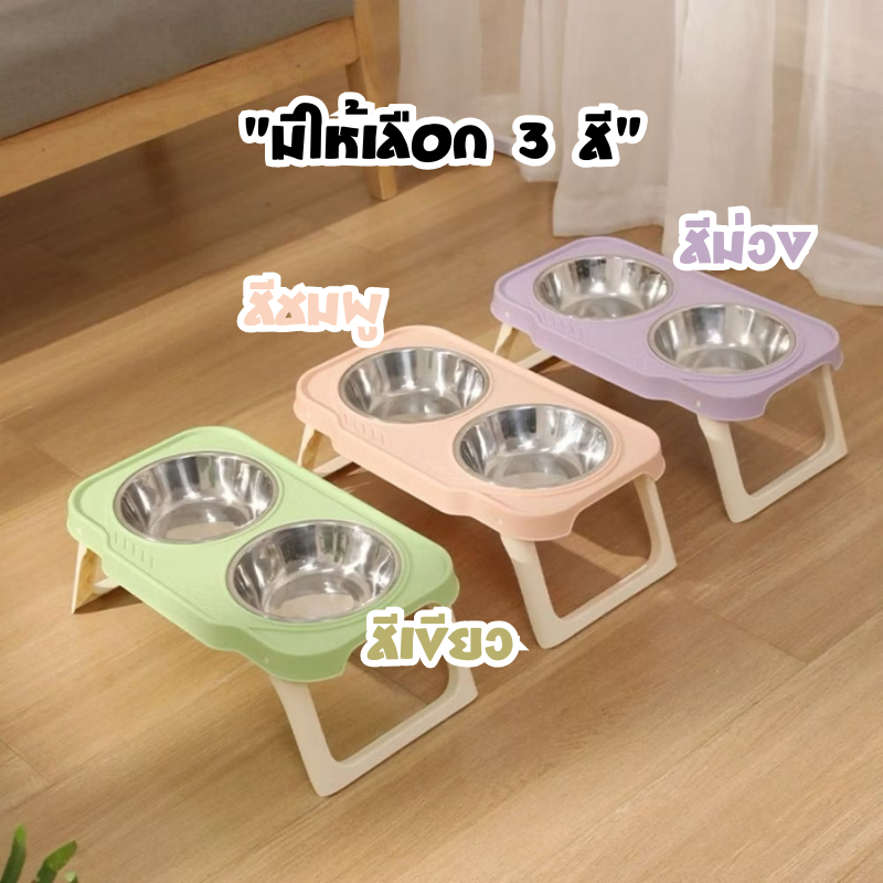 HM-ชามสัตว์เลี้ยงน่ารัก การออกแบบชามคู่พับได้ ใช่ได้ตั้งกินและดื่ม การออกแบบร่องป้องกันมด สีสดใสน่ารัก - รูปที่ 7