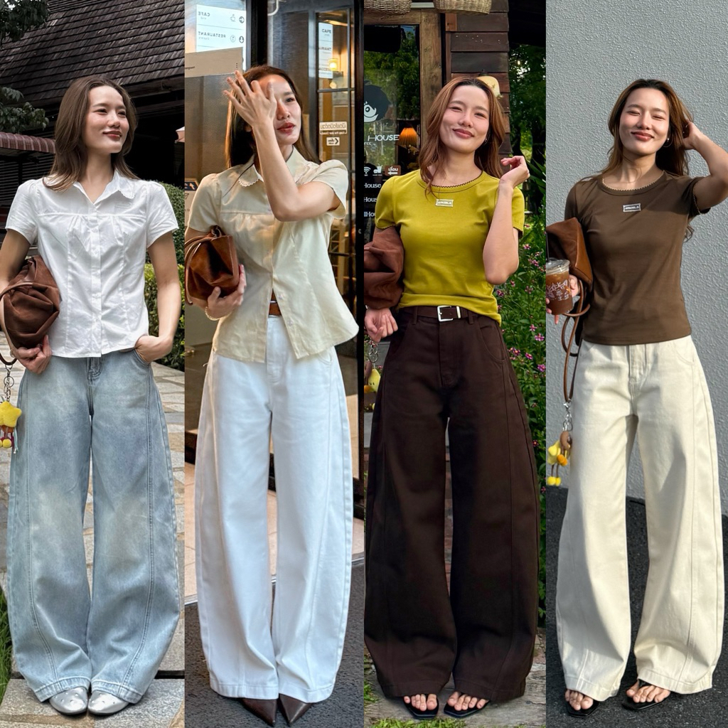 Barrel Jeans กางเกงยีนส์ทรงบอลลูนดีไซน์ขาโค้ง แพทเทิร์นสวยเข้ารูปช่วงเอว