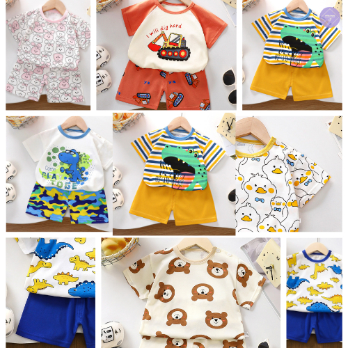 ชุดเซทเด็กใส่สบายรับหน้าร้อน เสื้อ+กางเกงขาสั้น Size 80-110 cm