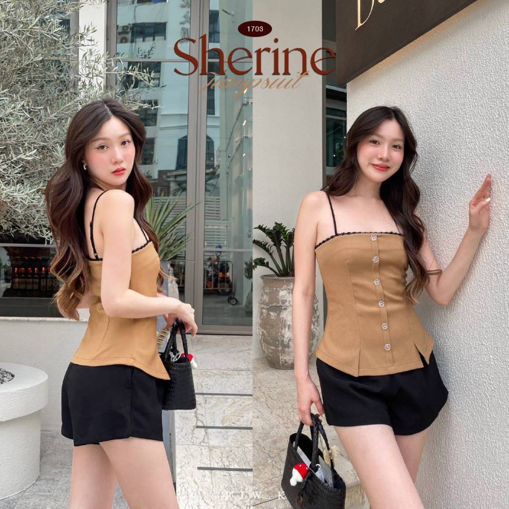 🐦‍⬛'Sherine Jumpsuit'- จั้มสูทเสื้อและกางเกงเป็นชุดติดกัน มีซิปด้านหลัง สายเสื้อปรับได้ กางเกงมีกระเป๋า RTW