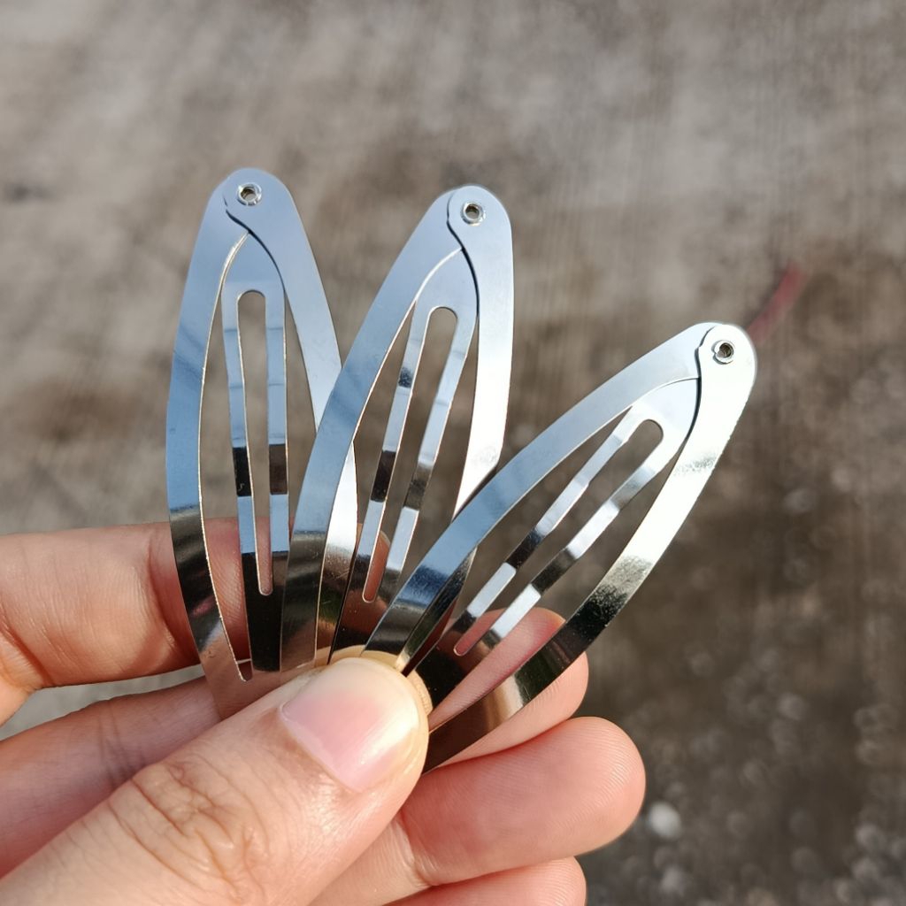 กิ๊บติดผมทรงรี ขนาด 7 ซม. สีเงิน สำหรับ DIY ชุด 10 ชิ้น พร้อมส่งค่ะ