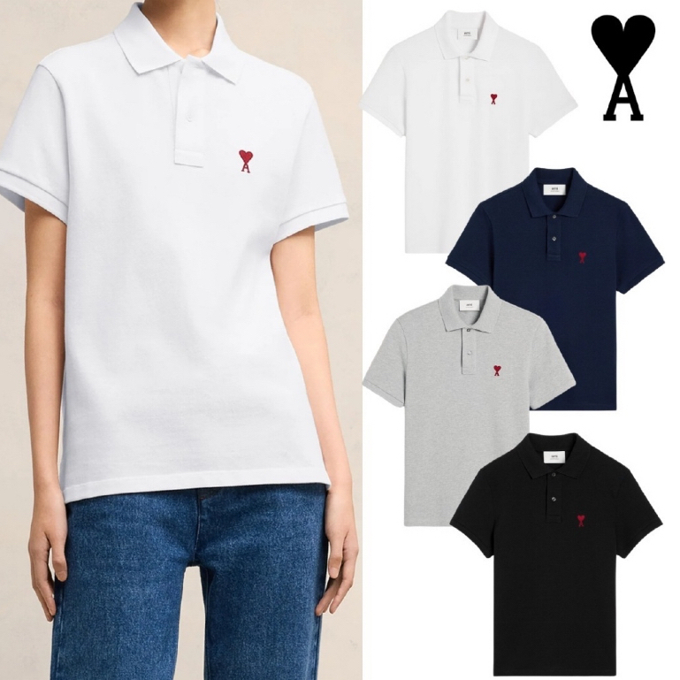 🇰🇷AMI PARIS DE COEUR POLO SHIRT BLACK / WHITE AMI  -iuseoul/ preorderoppa