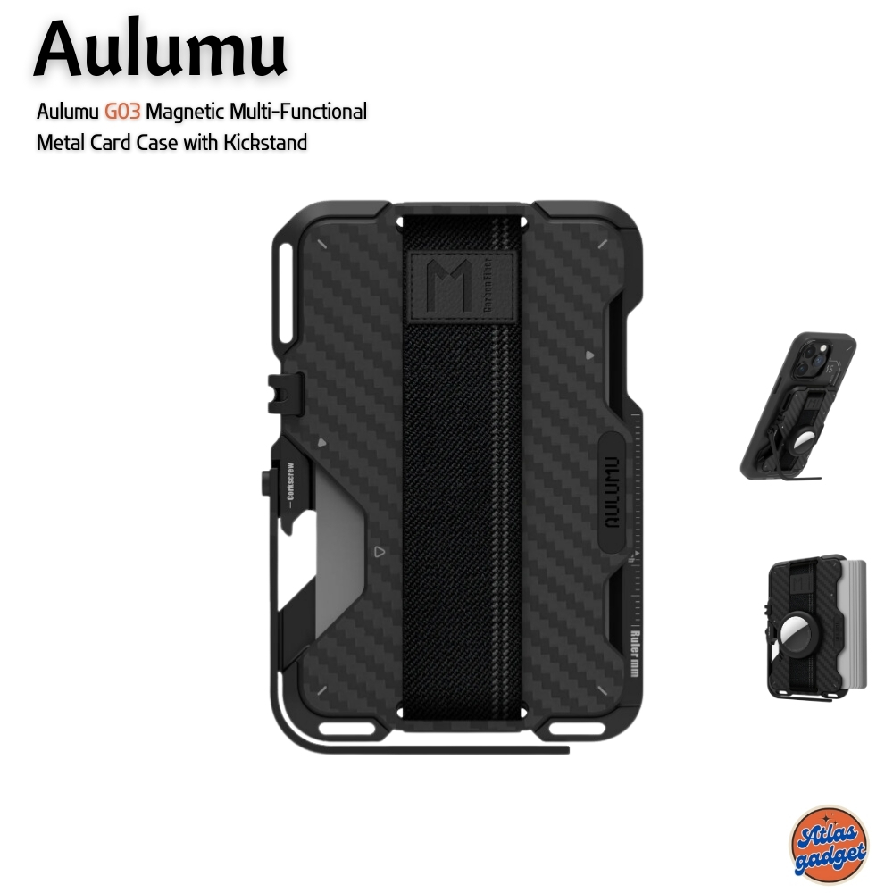 Aulumu G03 Magnetic Multi-Functional Metal Card Case with Kickstand ขาตั้ง Smartphone แบบแม่เหล็ก