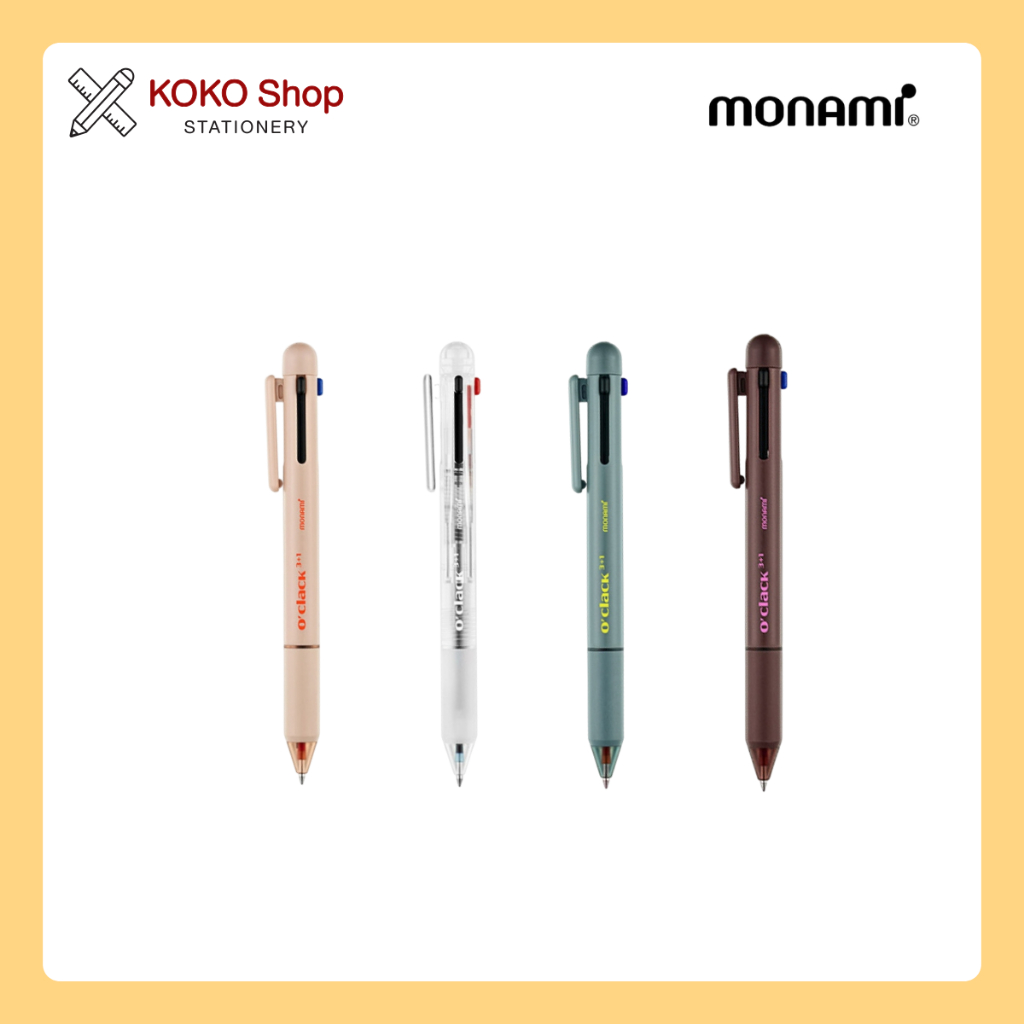 Monami o'clack 3+1 2 ballpoint + gel ink + mechanical pencil