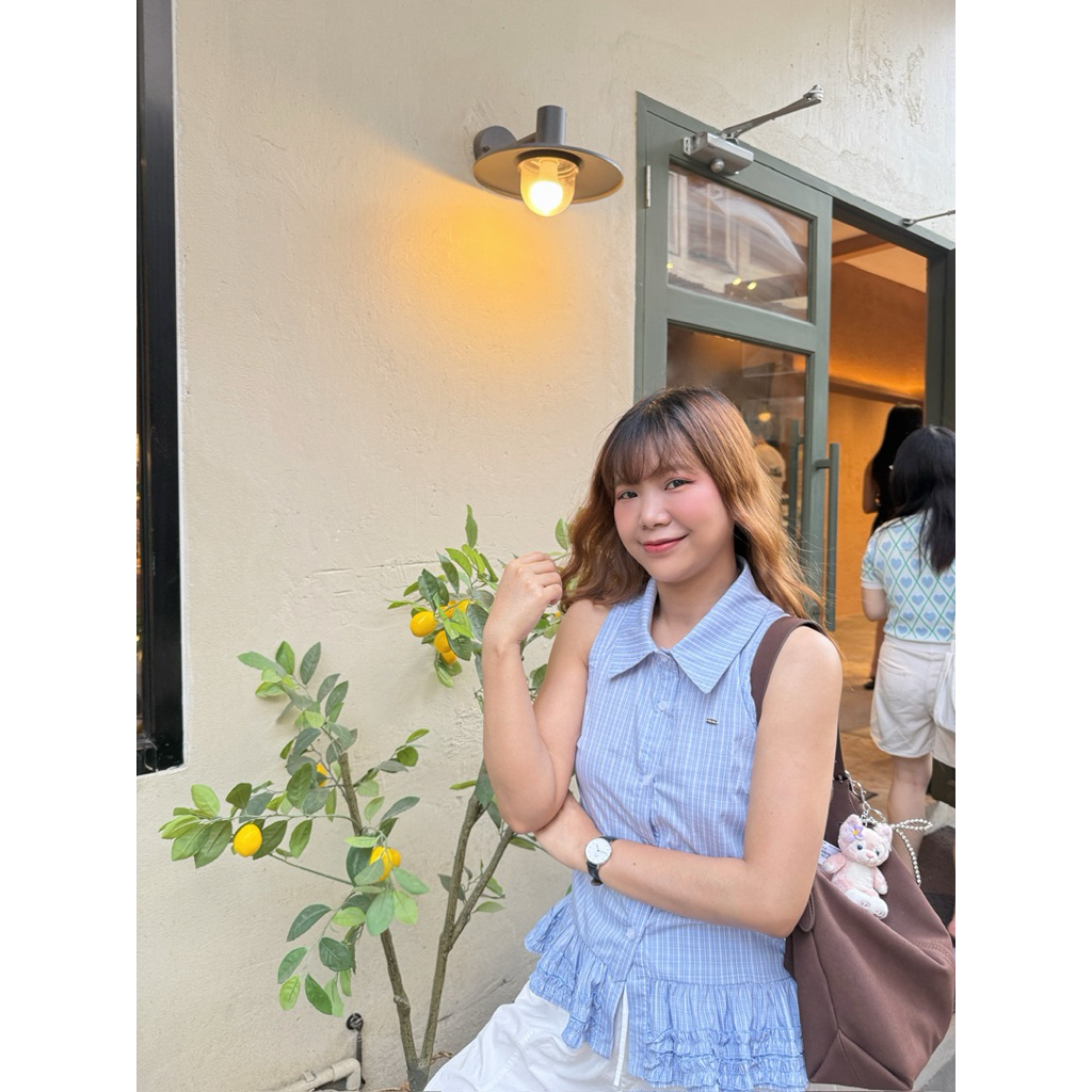 ส่งต่อ MYSIS Ruffle Collar Chic สีฟ้าเข้ม size L 32-34