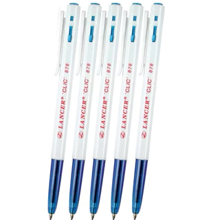 Lancer ปากกาลูกลื่น 0.7 มม. สีน้ำเงิน รุ่น แลนเซอร์ Clic 878 ( แพ็ค5ด้าม, 10ด้าม )