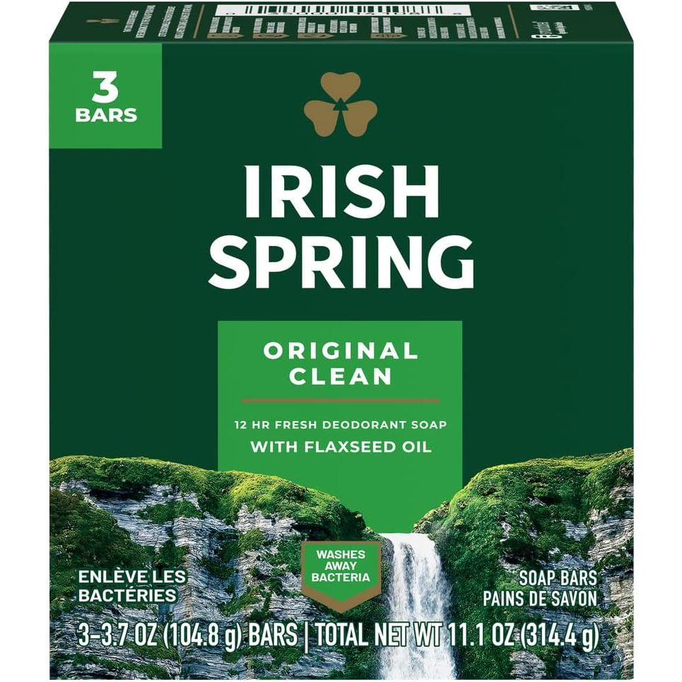 Irish Spring Deodorant Soap Original Bar, 3.7 Ounce (Pack of 3)