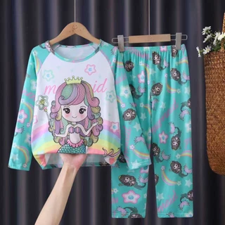 ชุดนอนเด็กแขนยาวพิมพ์ลายน่ารัก110cm-150cm นื้อผ้านุ่มใส่สบาย