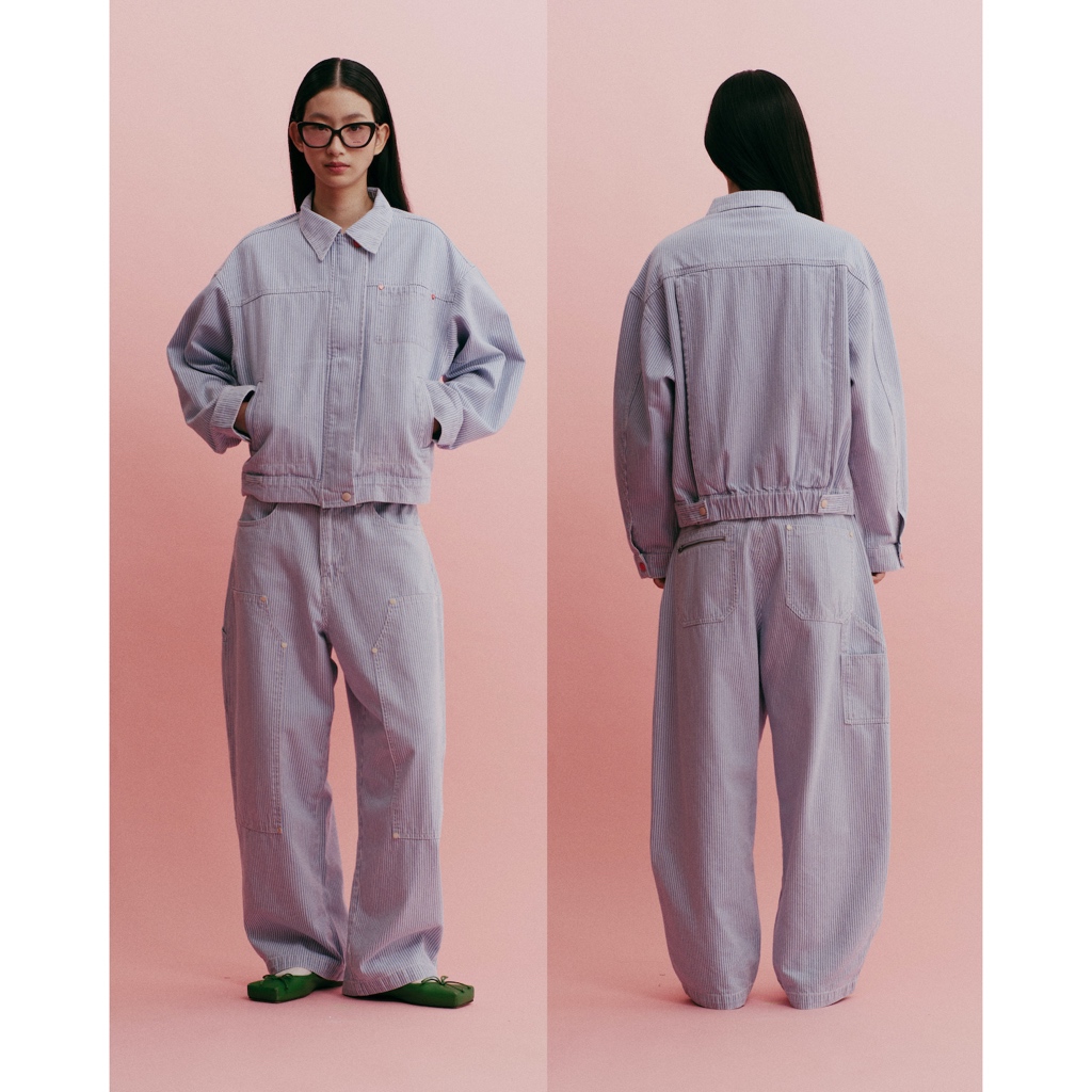 The Freckled Market - Hug In Lines Cargo Pants กางเกงยีนส์ลายทาง