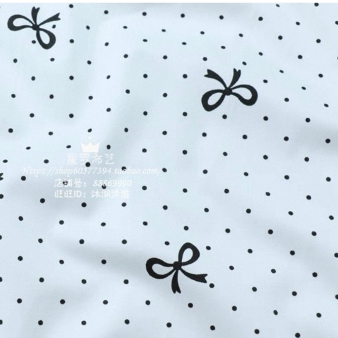 ผ้าคอตตอน 100% คอตตอนทอทวิล ผ้าเมตร ตัดขายเป็นเมตร ผ้าหน้ากว้าง 1.6 เมตร ลายโบว์จุด