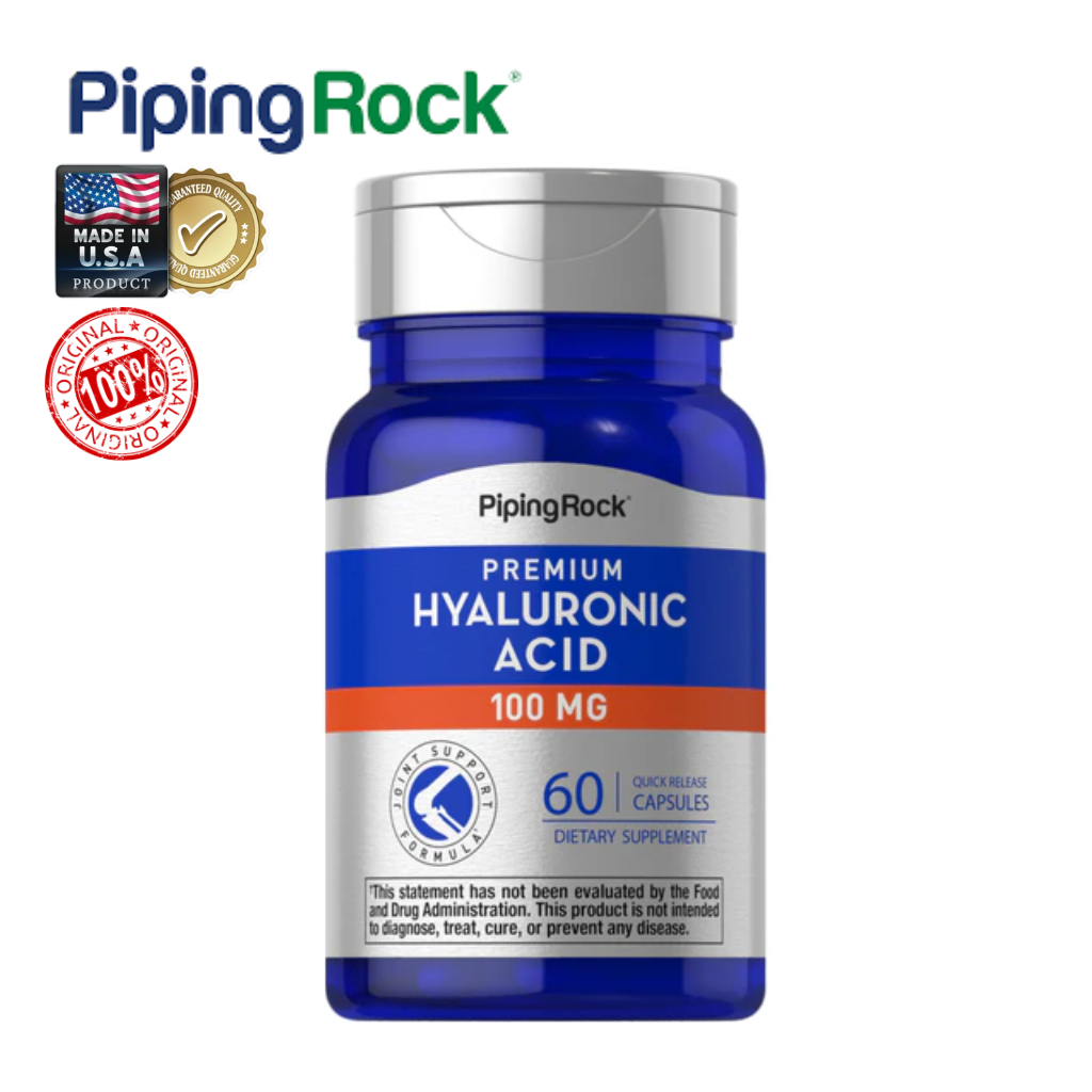 Piping Rock Hyaluronic Acid 100mg | เสริมความชุ่มชื้น ข้อต่อ ผิวพรรณ | 60 แคปซูล | แท้พร้อมส่ง