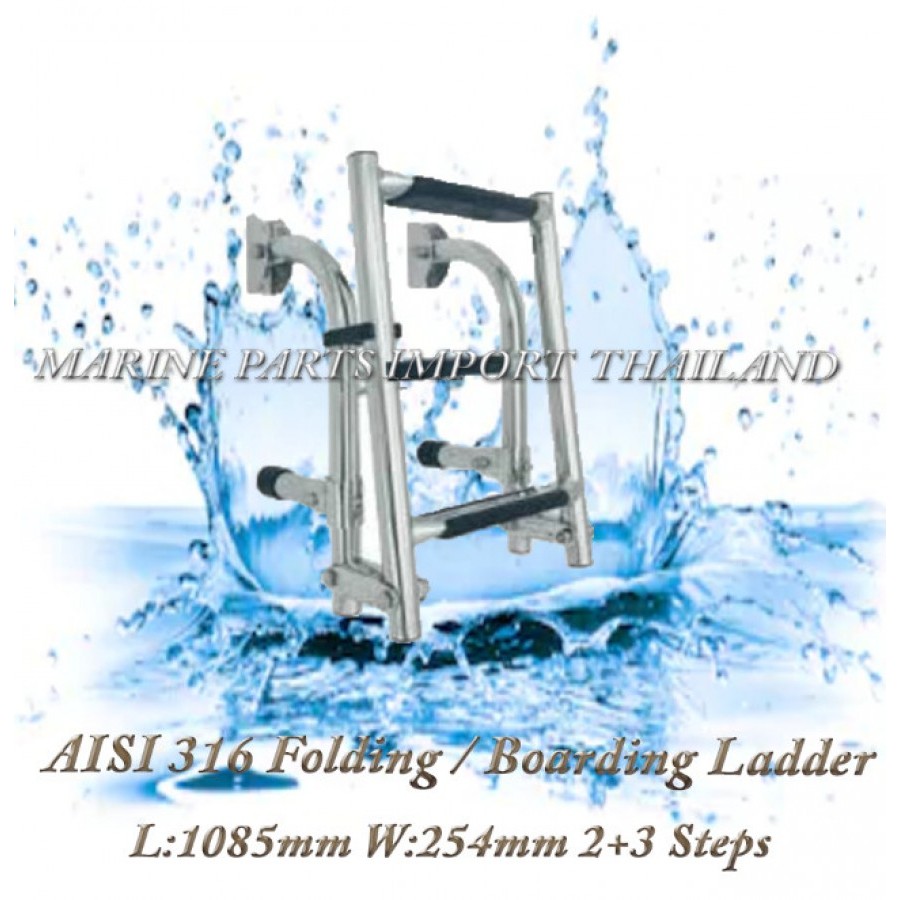 AISI 316 Stainless Steel 3 Steps Stainless Steel Marine Boat Ladder Deck Folding Yacht Swimming Boar