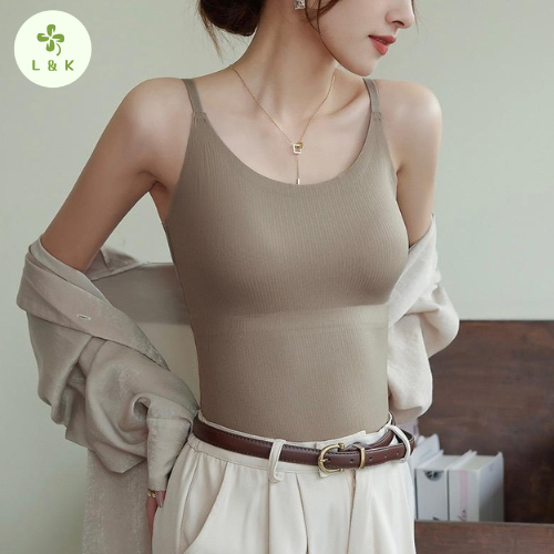 L&K-6666 เสื้อกล้ามสายเดี่ยวมีฟองน้ำในตัว ไม่ต้องสวมใส่เสื้อขั้นใน สวมใส่สบาย เบาสบาย ยกกระชับ สวยเป