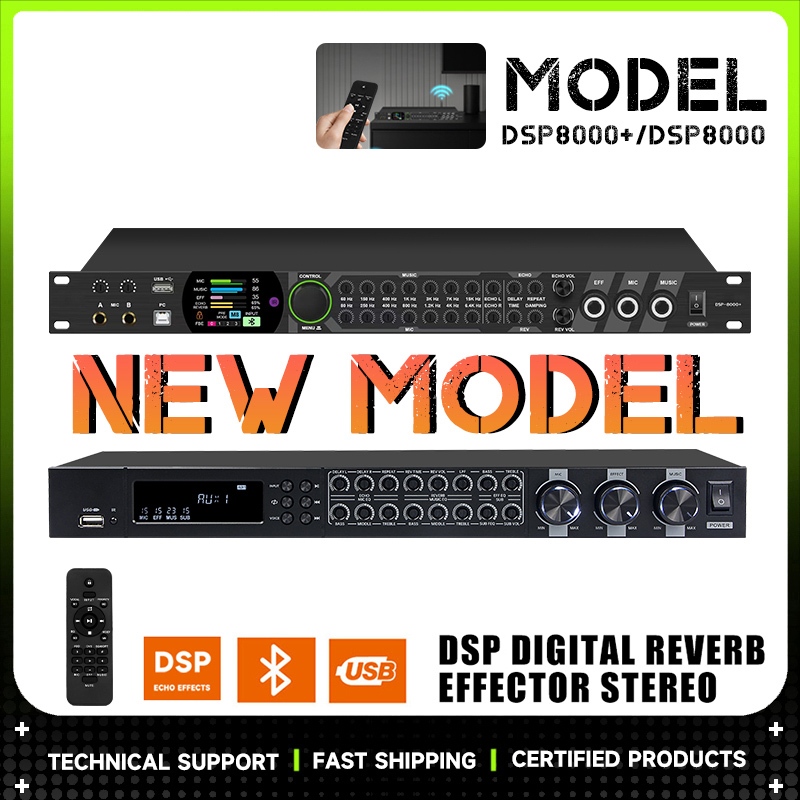 🌟2025 ใหม่ล่าสุด🌟DSP8000+ ปรีแอมป์บลูทูธ ปรีแอมป์คาราโอเกะ,ชิป DSP การเล่นผ่าน USB/อินพุตโคแอกเชียลแ