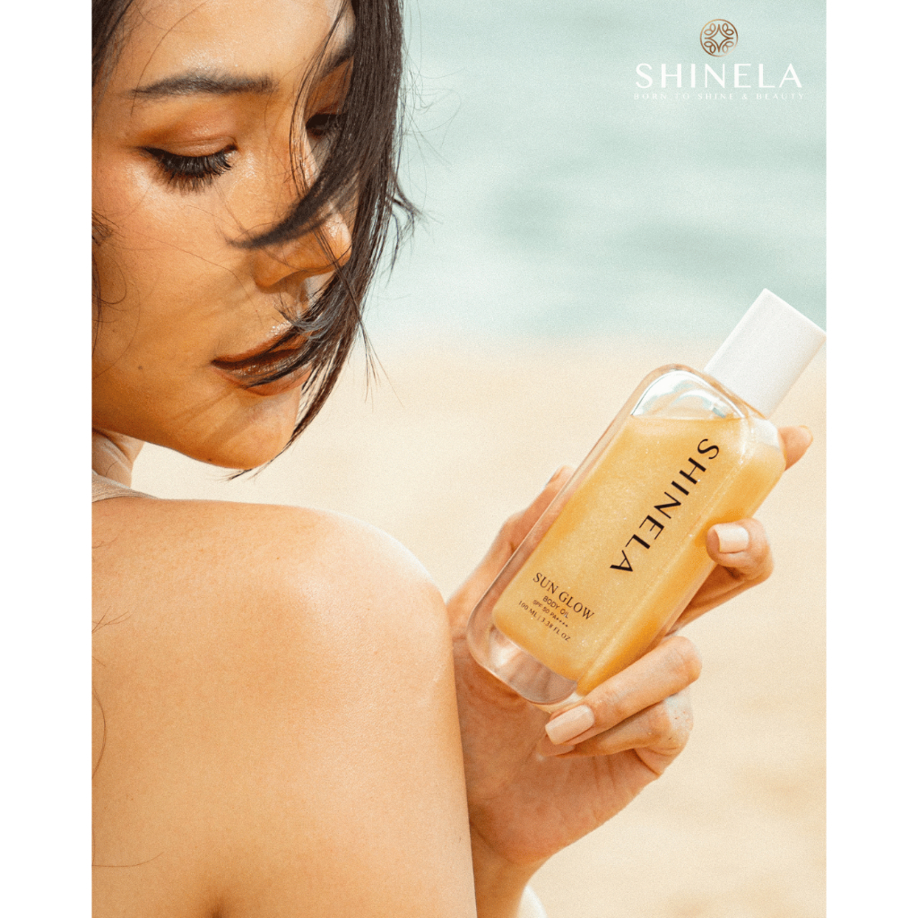 SHINELA body oil SPF50+ PA++++ Shimmering บอดี้ออยล์บำรุงผิวโกลว์สวย นุ่มชุ่มชื้น บางเบาไม่เหนอะหนะ