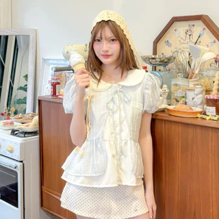 RIKA น้องไดฟูกุ เสื้อคอบัวสองเลเยอร์(แยกชิ้นไม่ได้)