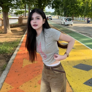 🌈SpinnyHouse🌈เสื้อยืดรัดรูป ผ้ายืดยูนิ เสื้อเข้ารูป พร้อมส่ง สกรีนลายสตรีทสไตล์เกาหลี สาวอวบใส่ได้ รุ่น กิมจิSURE
