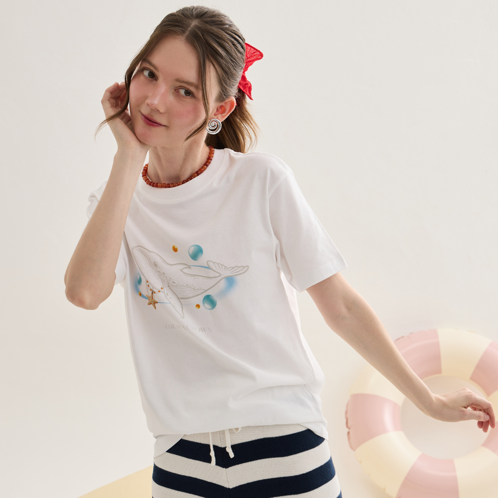 Chabel Whale T-Shirt เสื้อยืดลายกราฟิกปลาวาฬ
