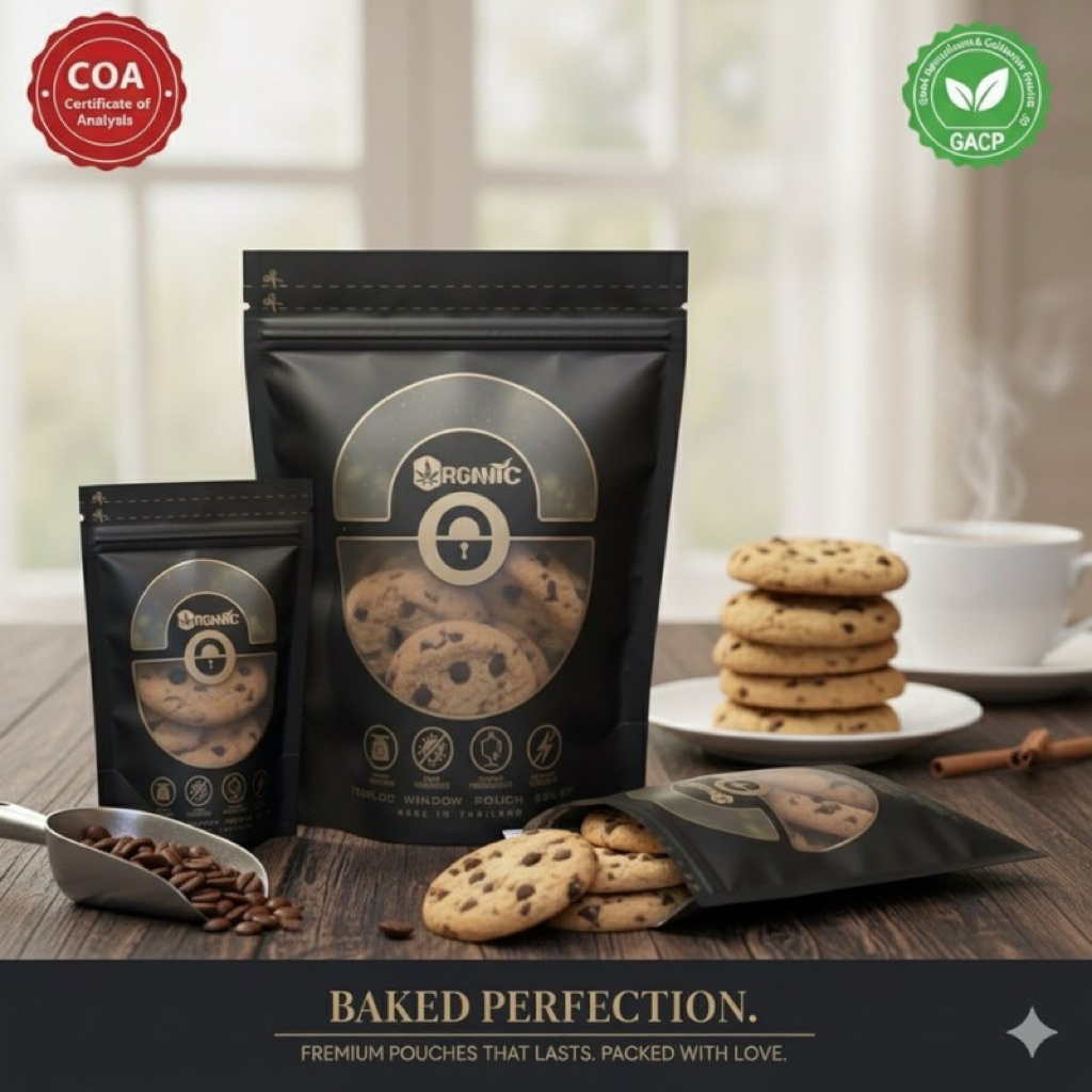 “Size S” ถุงซิปล็อคตั้งได้ ORGANIC สำหรับเก็บเมล็ดกาแฟ อาหาร ขนม ยาและสมุนไพร ถุงซีลคุณภาพสูง