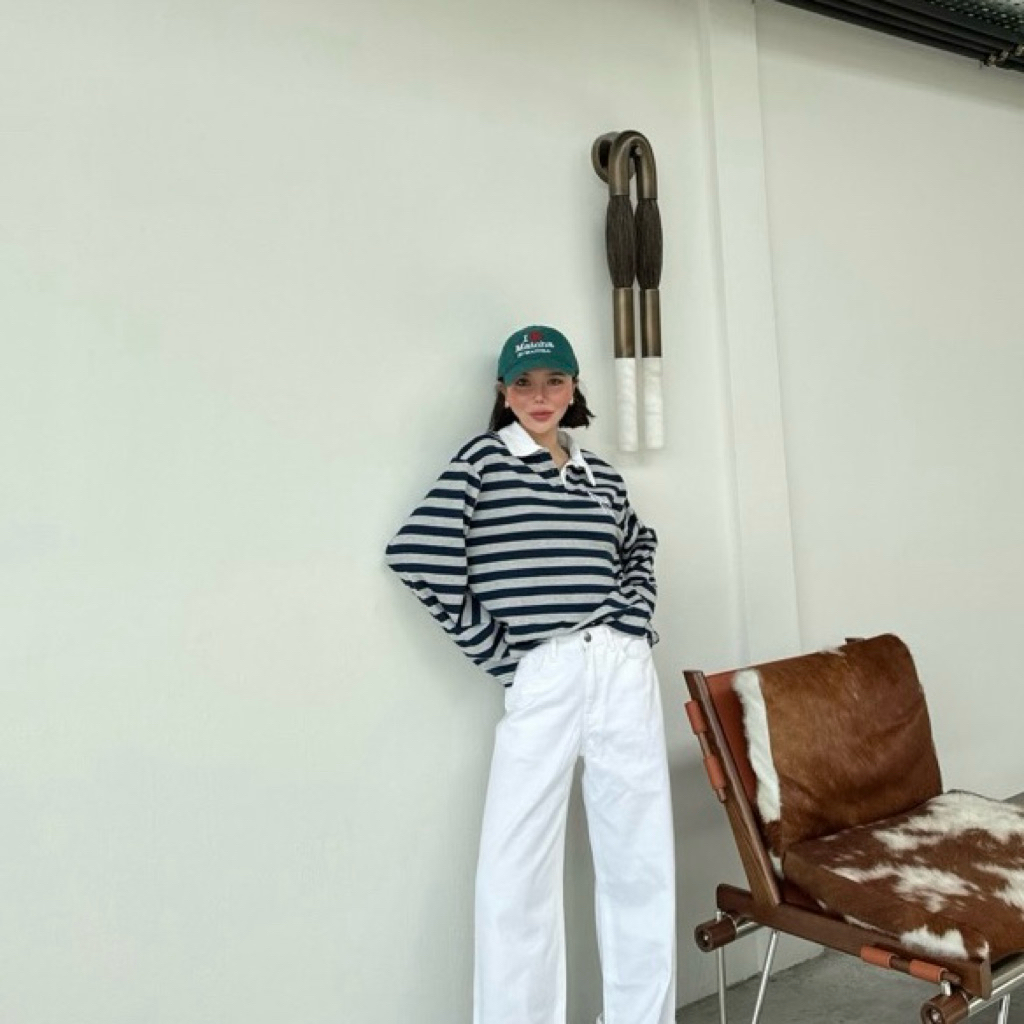 ส่งต่อเสื้อโปโลสเวคเตอร์ NAPATVOGUE NPV STRIPES POLO ใส่ 1 ครั้ง ไม่มีตำหนิ