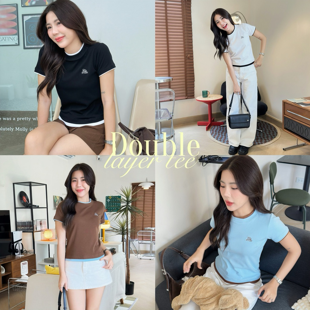 Double layer tee-เสื้อยืดคอกลม 2เลเยอร์ใน1ตัว Classtylish