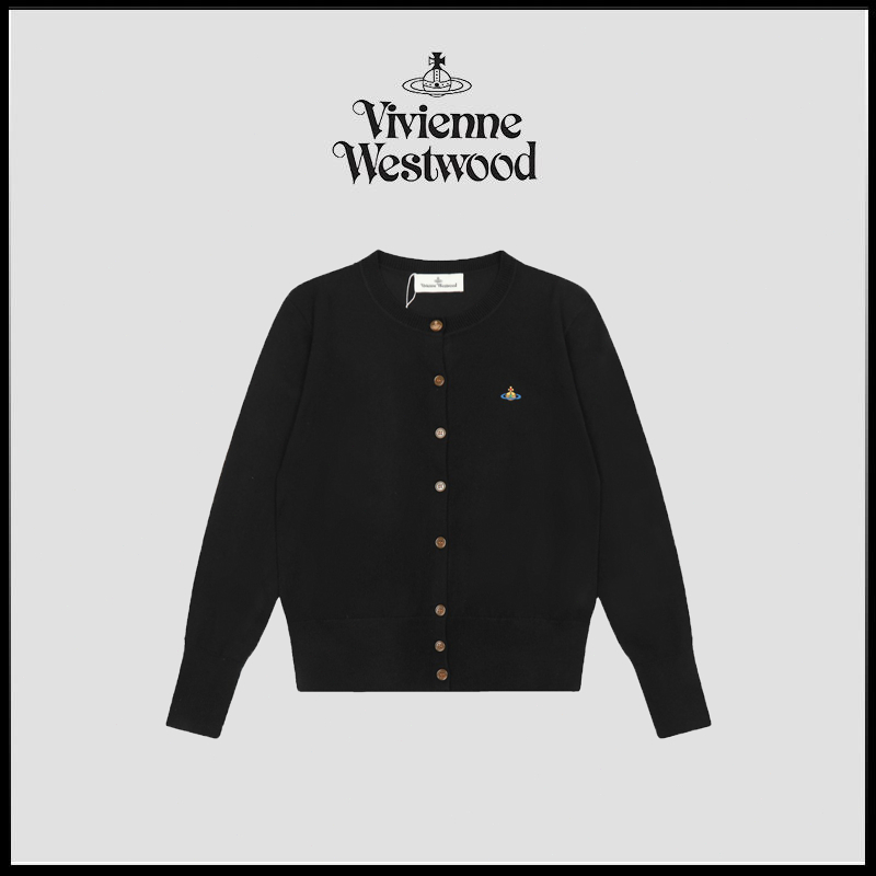 【Vivienne Westwood】🇯🇵 เสื้อสเวตเตอร์ถัก โลโก้สีดาวเสาร์ เสื้อคาร์ดิแกนขนสัตว์