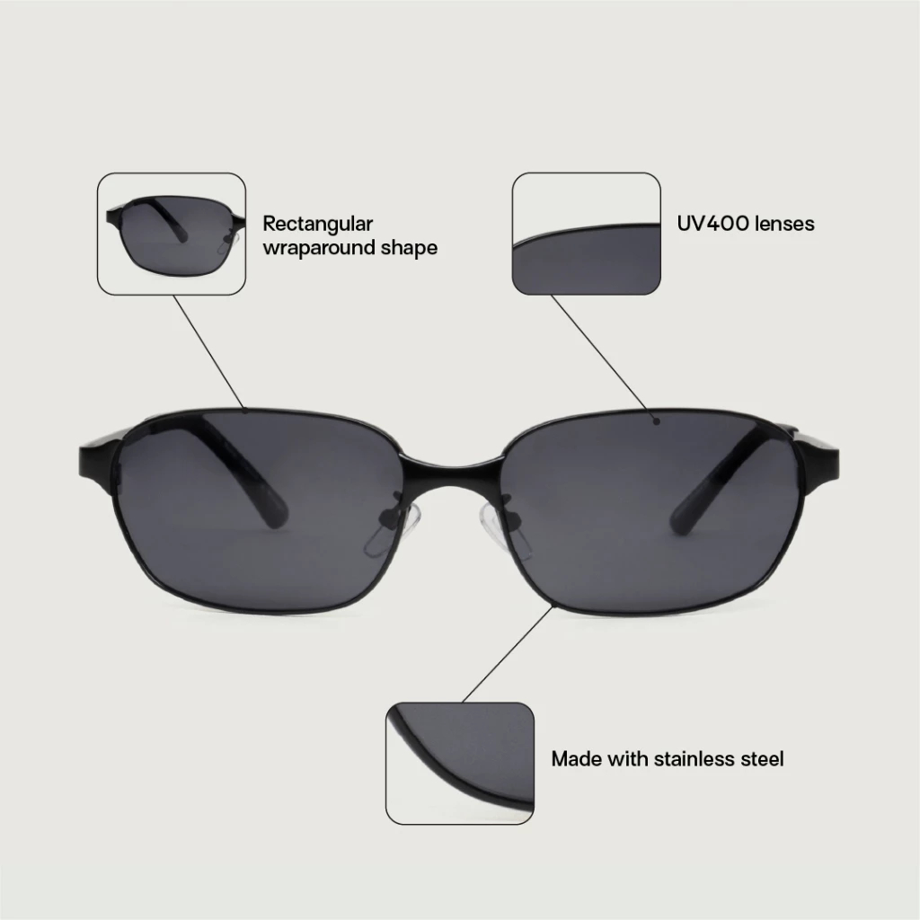 Sunnies Studios نظارة شمسية مربعة Hunter للجنسين — صورة 3