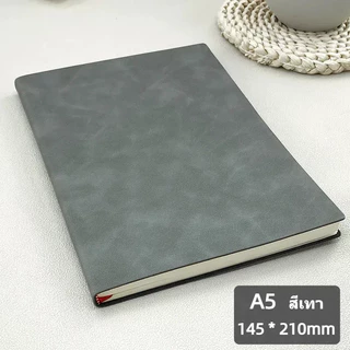 สมุดโน้ตปกหนัง A5 กระดาษหนา 100 แผ่น เขียนลื่น หมึกไม่ซึม มีที่คั่น สมุดจดบันทึก นักเรียน ออฟฟิศ พร้อมส่งไทย