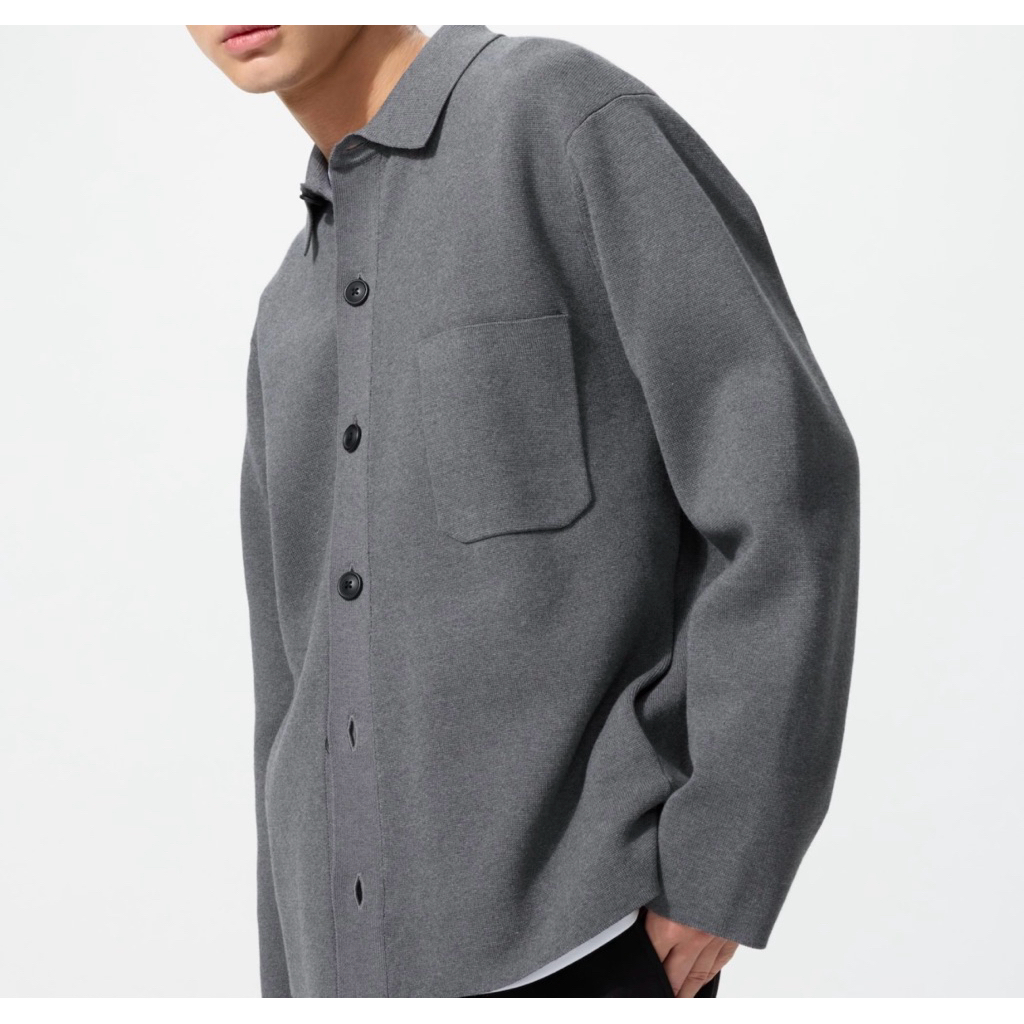 uniqlo: milano ribbed cardigan - gray