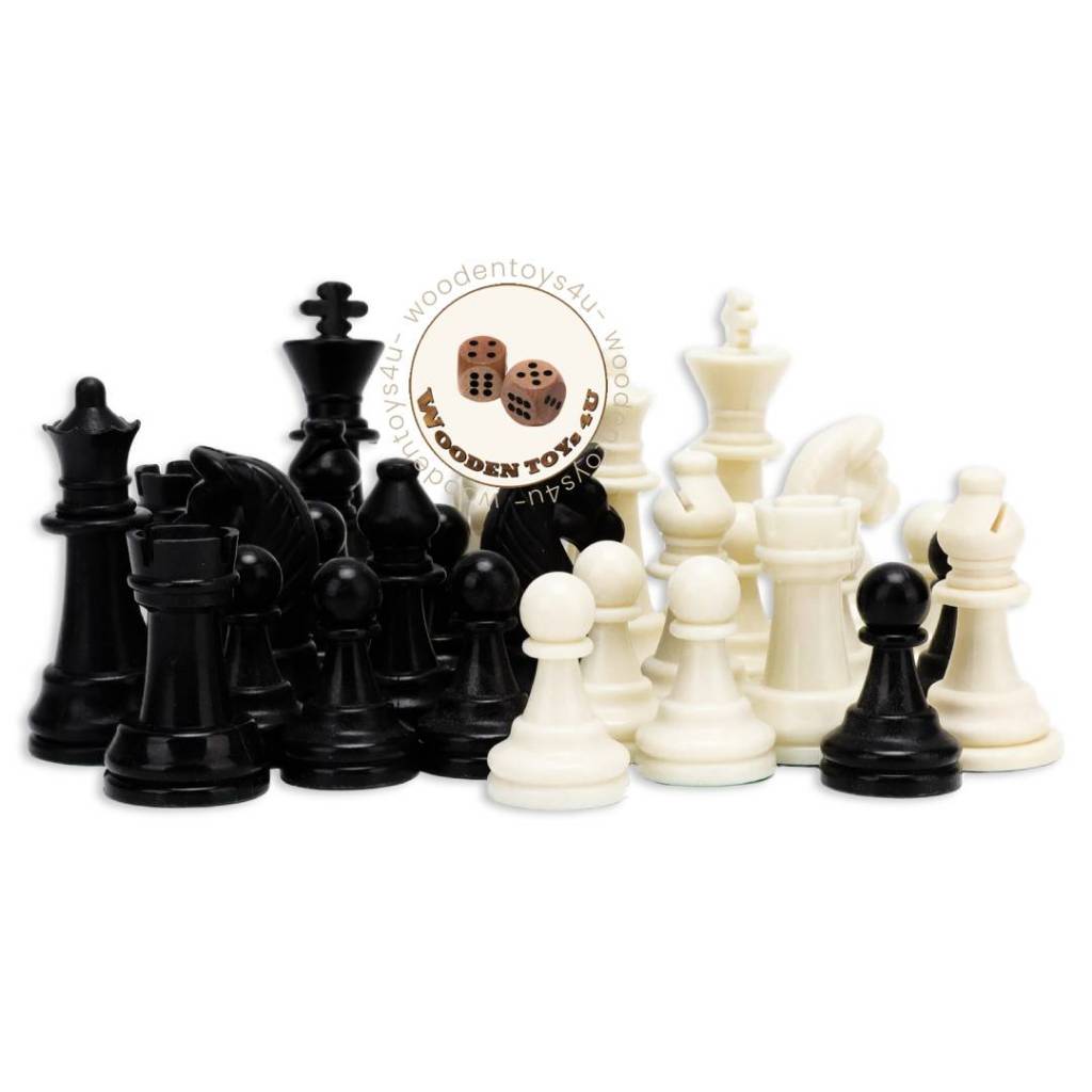 ตัวหมากรุกสากลพลาสติก (Plastic Chess Pieces) – 32 ชิ้น | สีดำ–ขาว