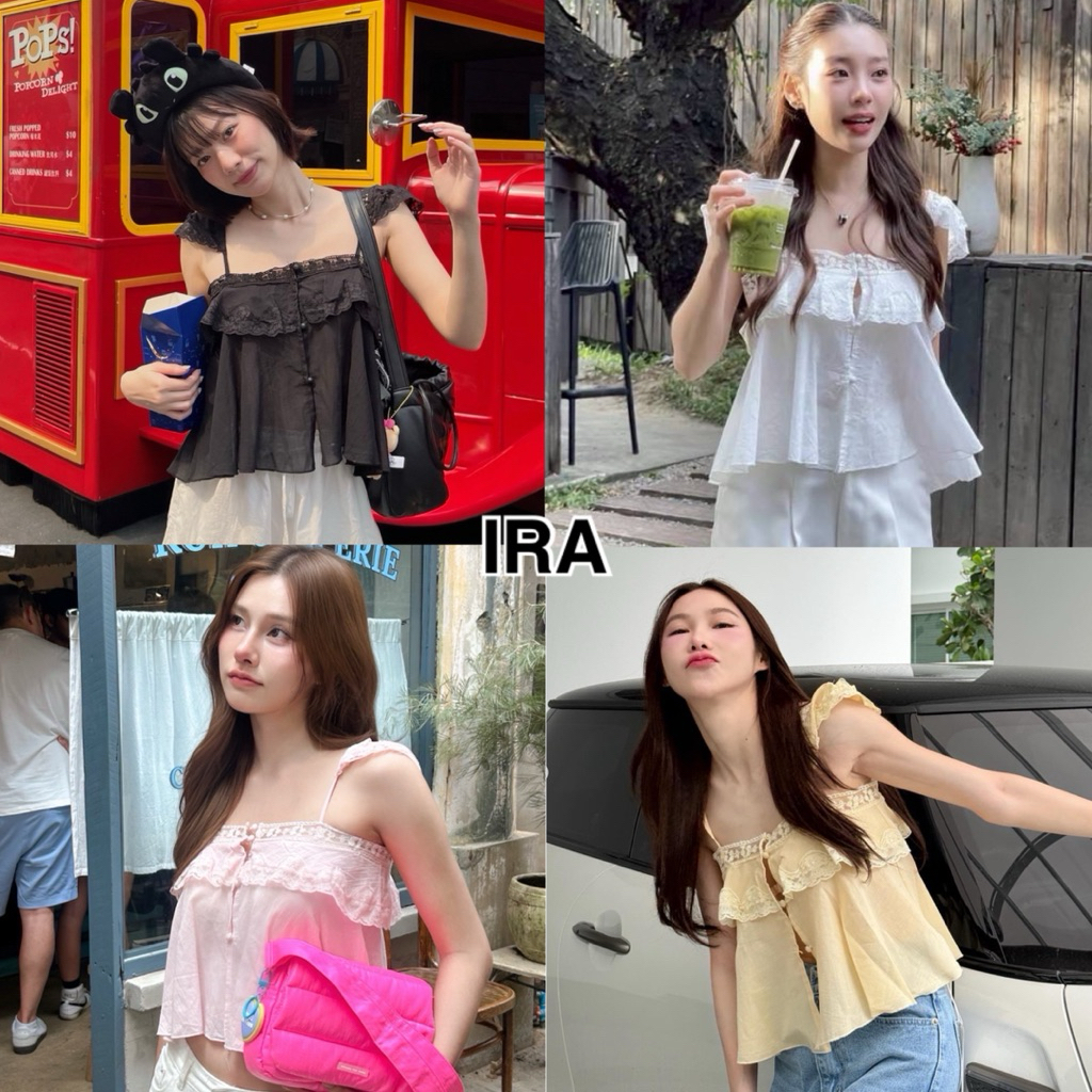 BY IRA Upsize Every Blouse เสื้อสายเดี่ยวแต่งลูกไม้ ผ้าฝ้ายเนื้อบางสวย กระดุมด้านหน้า ฮอตฮิตสุดๆ