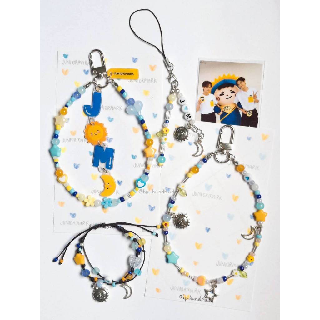 JUNIORMARK พวงกุญแจ สายห้อยมือถือ กำไลเชือกเทียน ห้อยจี้อัลลอยด์ โทนสีอ้างอิงจากน้องจัมโม่ JUMMO