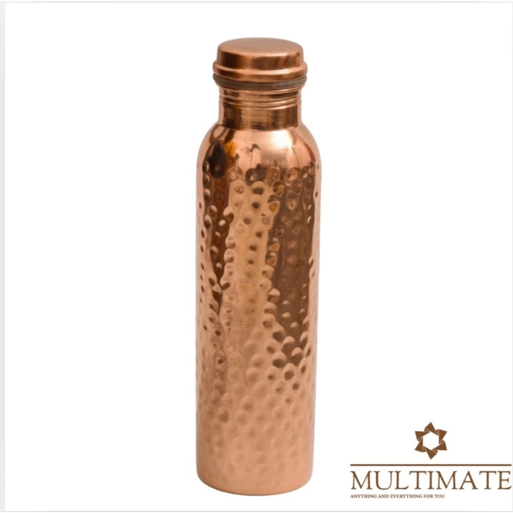 ขวดน้ำทองแดงแท้ 100% ลายตอก Pure Copper Hammered Copper Bottle