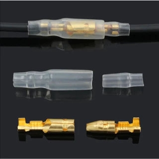 เซ็ตขั้วกระสุนทองเหลือง 50 ชุด (รวม 200 ชิ้น) พร้อมซ็อกเก็ตพลาสติก ปลอกยาง ครบชุด ขั้วผู้-ขั้วเมีย ขั้วหางปลา 4.0มม