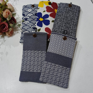 ซองใส่มือถือ/ซองแว่นตา/แบตสำรอง ผ้าฝ้าย/ผ้าคอตตอน ติดกระดุมก…