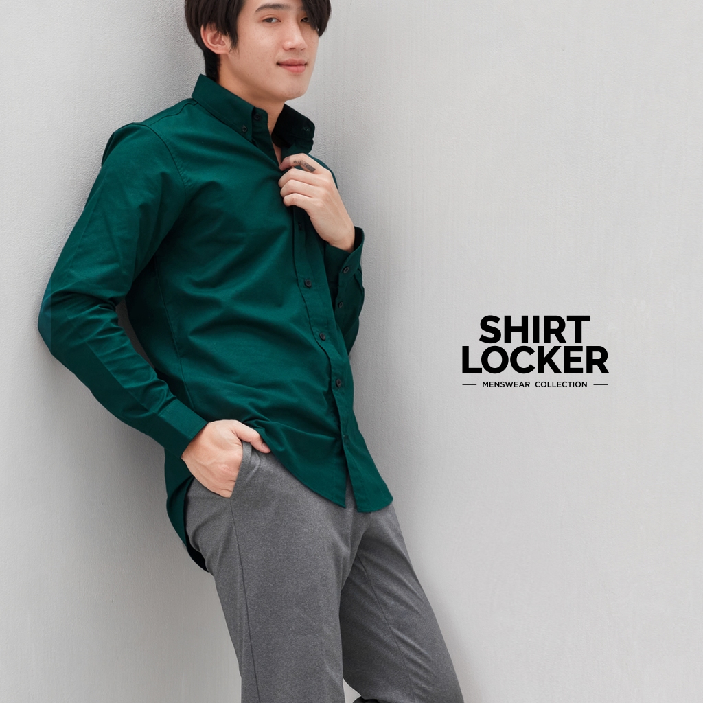SHIRT LOCKER เสื้อเชิ้ตแขนยาว ทรงสลิม มีหน้าร้าน พร้อมส่ง ตรงปก เนื้อผ้า Oxford  สีไม่ตก ผ้าไม่หด