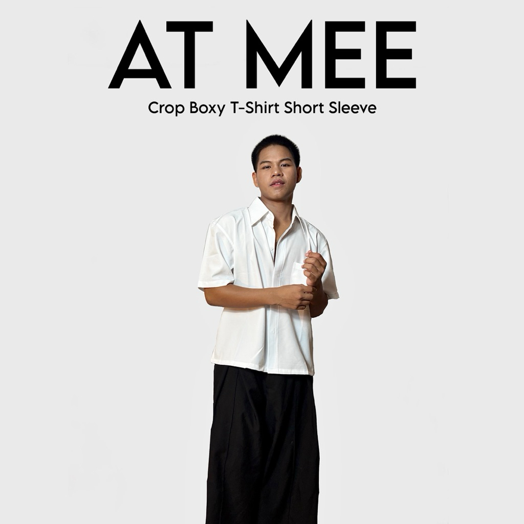 AT MEE เสื้อเชิ้ตทรงครอปผู้ชาย Boxy Crop Unisex รุ่นแขนสั้น
